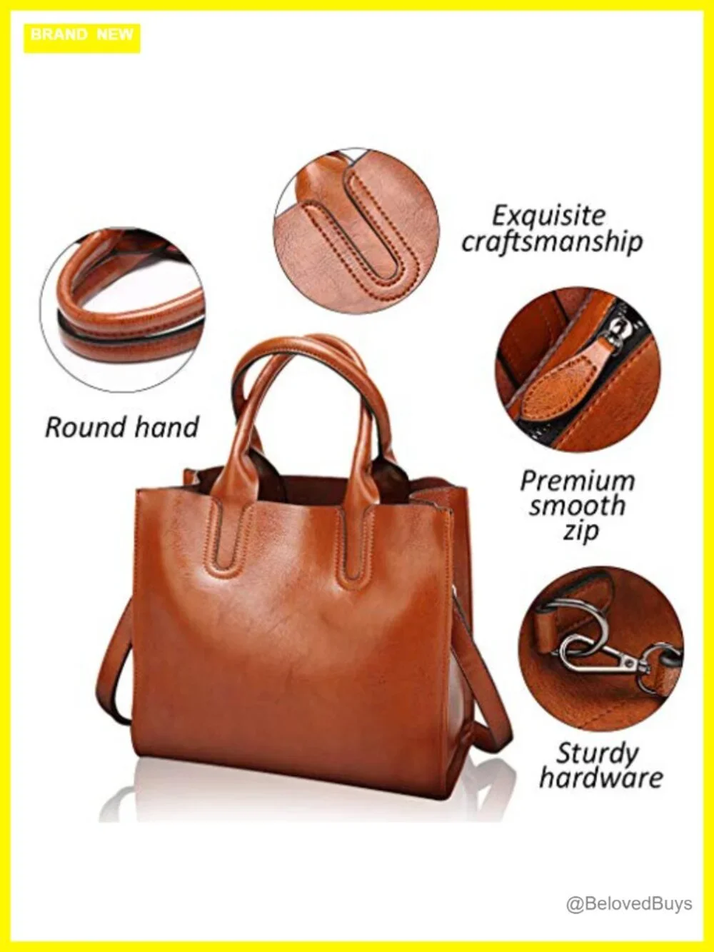 Large Faux Leather Tote Bag for Women, Work Shoulder Purse, Roomy Satchel